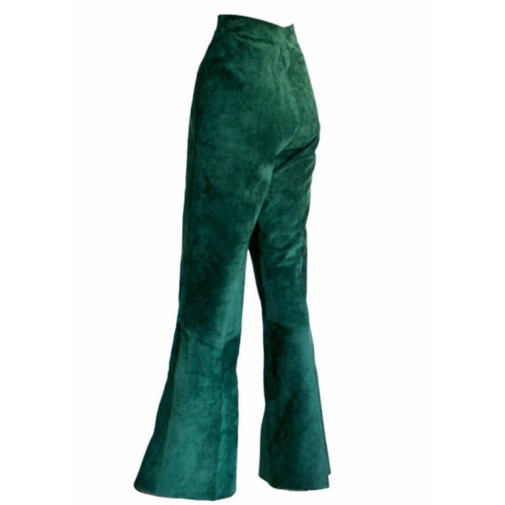 💚G. GUCCI💚RARE VINTAGE SUEDE GREEN TROUSERS - Picture 1 of 8
